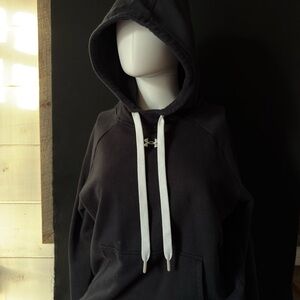 Under Armour Black Hoodie with White Drawstrings and Chest Logo